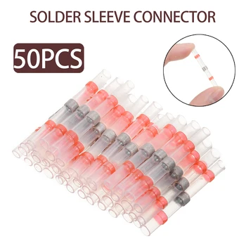 

50pcs Waterproof Solder Sleeve Heat Shrink Insulated Tube Terminal Connector Kit Electrical Heat Shrink Wire Crimp Connectors