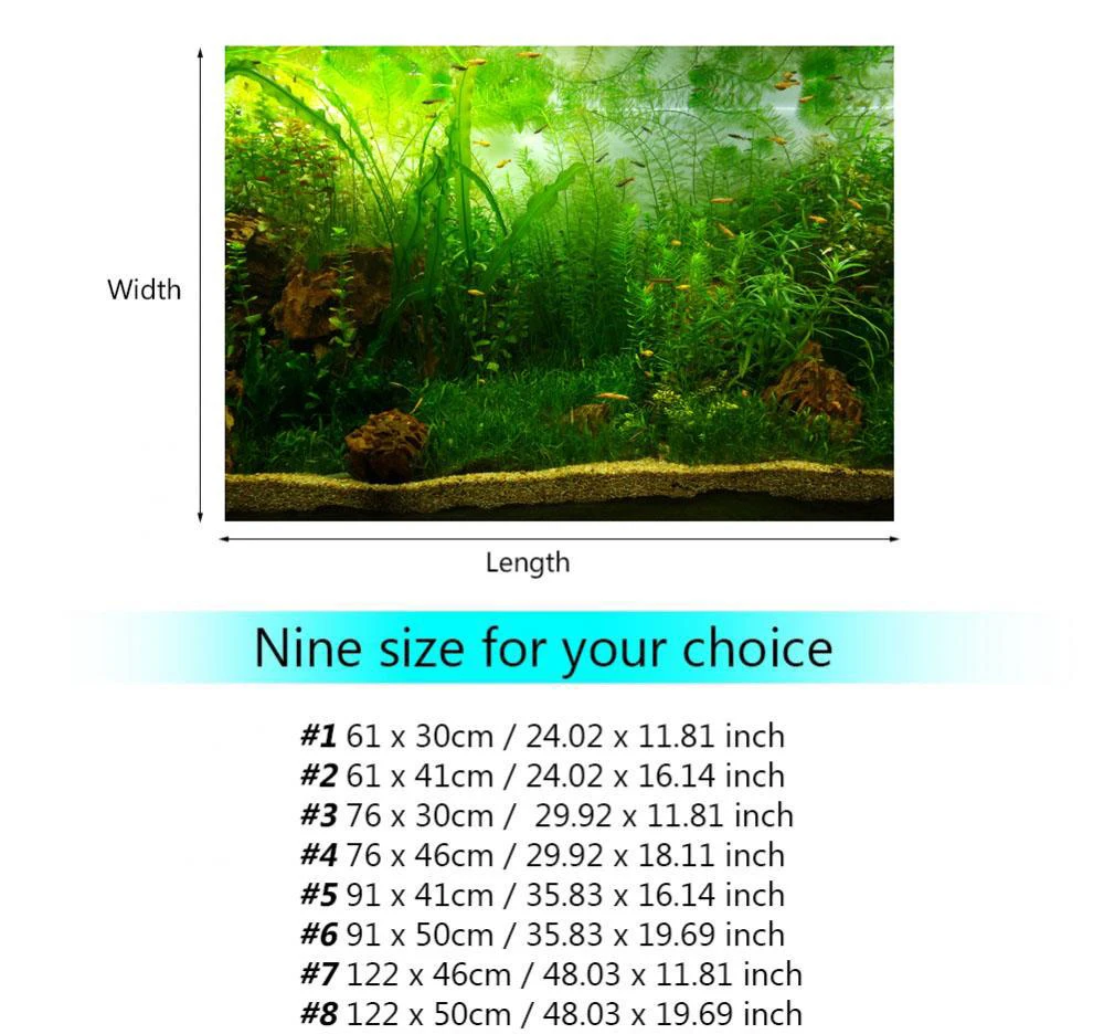 Аквариумные растения Фоновые наклейки ПВХ вода трава пейзаж постер аквариумный