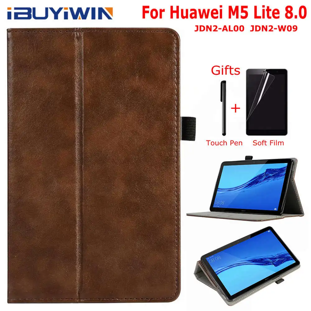 

iBuyiWin Premium PU Leather Cover for Huawei MediaPad M5 Lite 8.0 JDN2-AL00 JDN2-W09 8.0" Tablet Funda Capa Case+Gifts