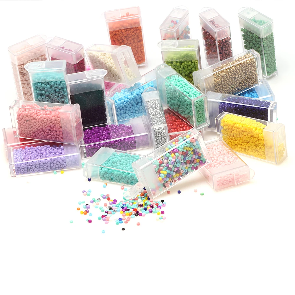 Разноцветные стеклянные бусины 1000 шт./коркор. ярких цветов бриллианты 2 мм