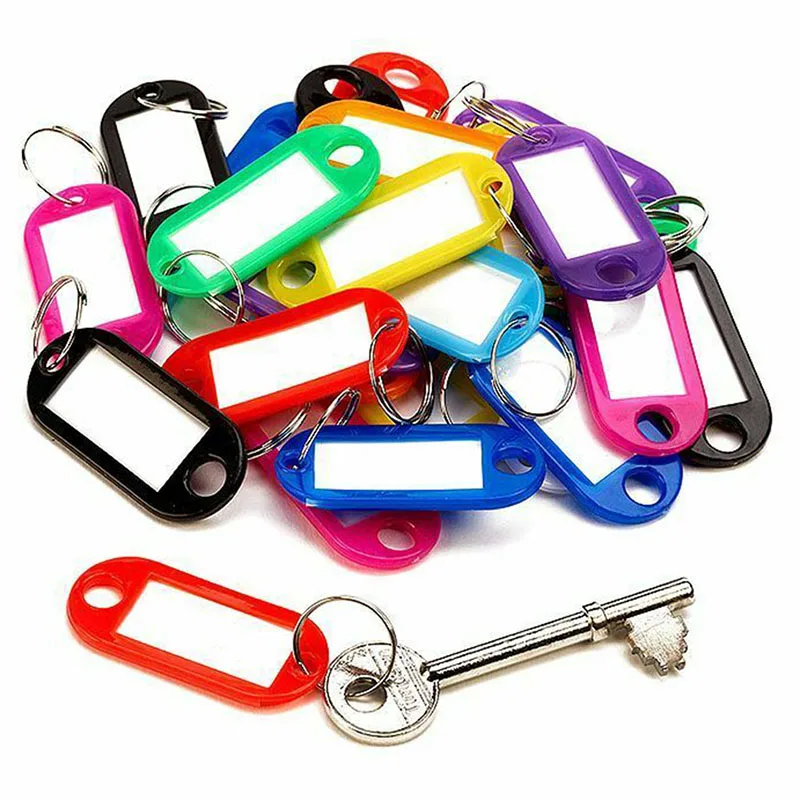 28pcs Plastic Custom Split Ring Id Key Tags Labels Key Chains Key Rings