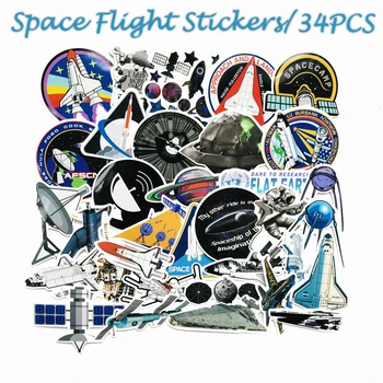 

34PCS Outer Space Astronaut Classic Style Graffiti Stickers For Moto car & suitcase cool laptop stickers Skateboard sticker F5