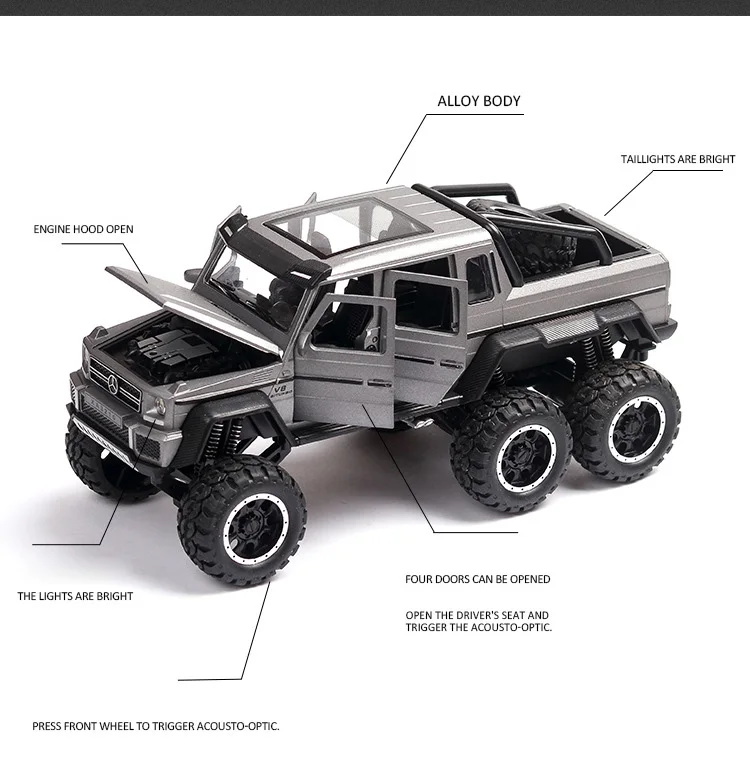 1:32 Масштаб автомобиля Горячий пикап колеса литой автомобиль benz amg g63 6x6 металлическая модель с светильник и звуком сплава коллекция игрушек