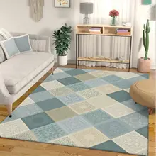 Коврик для гостиной, скандинавский желто-зеленый клетчатый ковер для спальни, Рождественский ковер, аксессуары для гостиной и стола