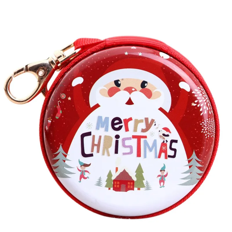 Мини жестяная коробка сумка Merry Christmas Санта Снеговик Олень Дети Девочка конфеты монета кошелек наушники сумка для хранения - Цвет: 5