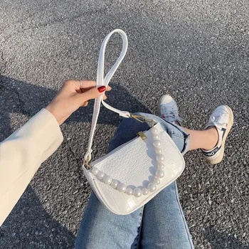 

Design Crocodile Pattern PU Leather Pearl handbag Small Shoulder Bags For Women 2020 Summer Crossbody Bags Lady Travel Handbags