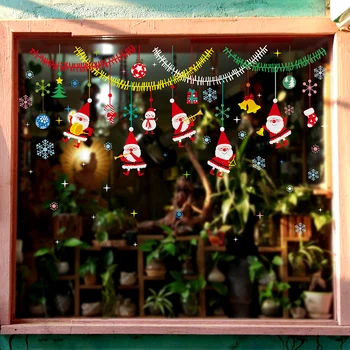 

[SHIJUEHEZI] Father Christmas Window Stickers DIY New Year Wall Decals for Living Room Bedroom Shop Glass Decoration