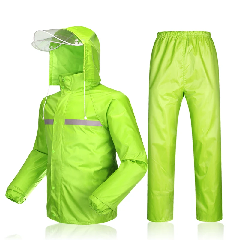 Green Men Cycling Raincoat Clothing MTB Cycling Jackets Windbreaker Bicycle Sports Clothing Reflective Rain Resistence Bike Coat Set - Цвет: Green