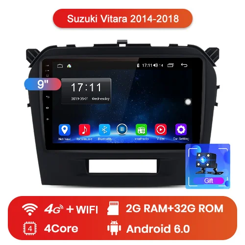 Junsun V1 Android 9,0 2G+ 3 2G DSP автомобильный Радио Мультимедиа Видео плеер для Suzuki vitara- навигация gps 2din Авторадио - Цвет: 4G (2GB 32GB)