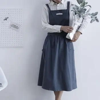 

Short Nordic Style Pleated Skirt Cotton Linen Apron Cleaning Apron Woman Washing Coffee Shop And Florist Work Kitchen