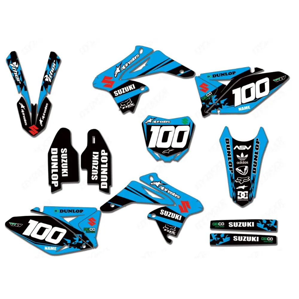Для Suzuki RMZ250 2010- новые полные графические наклейки на заказ имя номера глянцевые яркие наклейки водонепроницаемые