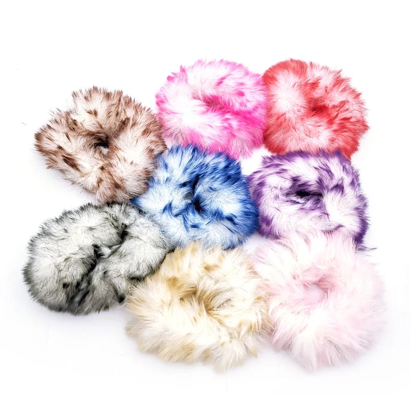 Anel de Cabelo de Pele Laço de Pelúcia Acessórios de Pele Lote Bonito Quente Meninas Peludo Banda Elástico Macio Corda Laços Titular 8 Pçs 1 Acessórios para cabelo (mulheres)