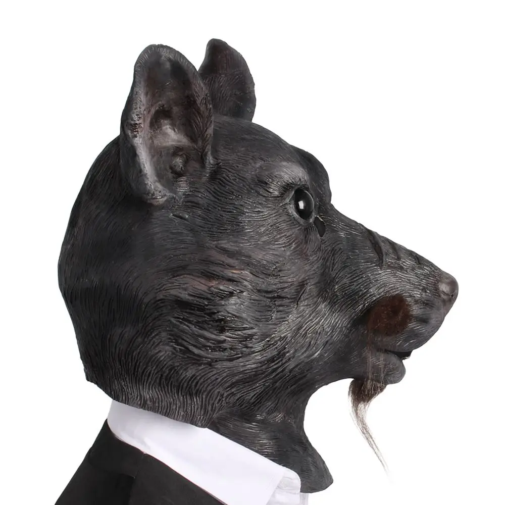 Halloween Costume Masquerade Party Mouse Full Head Mask Animal Cosplay Latex Realistic Breathable Carnival Props