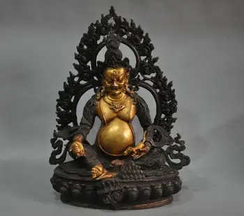 

zhao6868 12" China Tibet Yellow Jambhala Buddha Bronze Statue