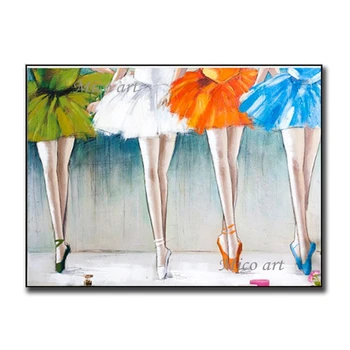 

Beautiful girl dancer in 4 color skirt abstract oil painting hand painting come over modern home living room decoration