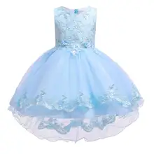 Новинка г.; детское праздничное платье с вышитыми цветами и большим бантом; платье для девочек; элегантный костюм для девочек; свадебное платье; infantil vestidos