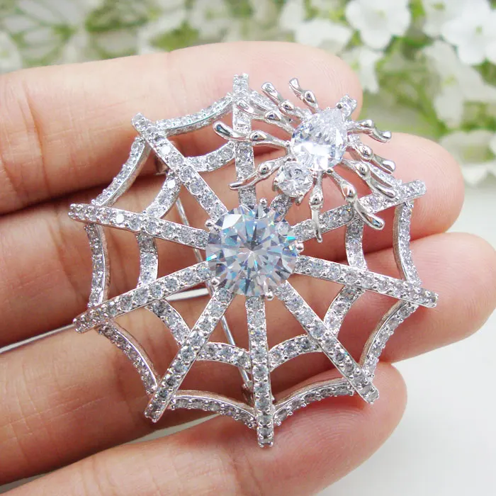 

Halloween New High Quality Spider Spider Web Zircon Crystal Animal Brooch Pin Holiday Gift
