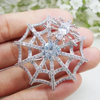 

Halloween New High Quality Spider Spider Web Zircon Crystal Animal Brooch Pin Holiday Gift