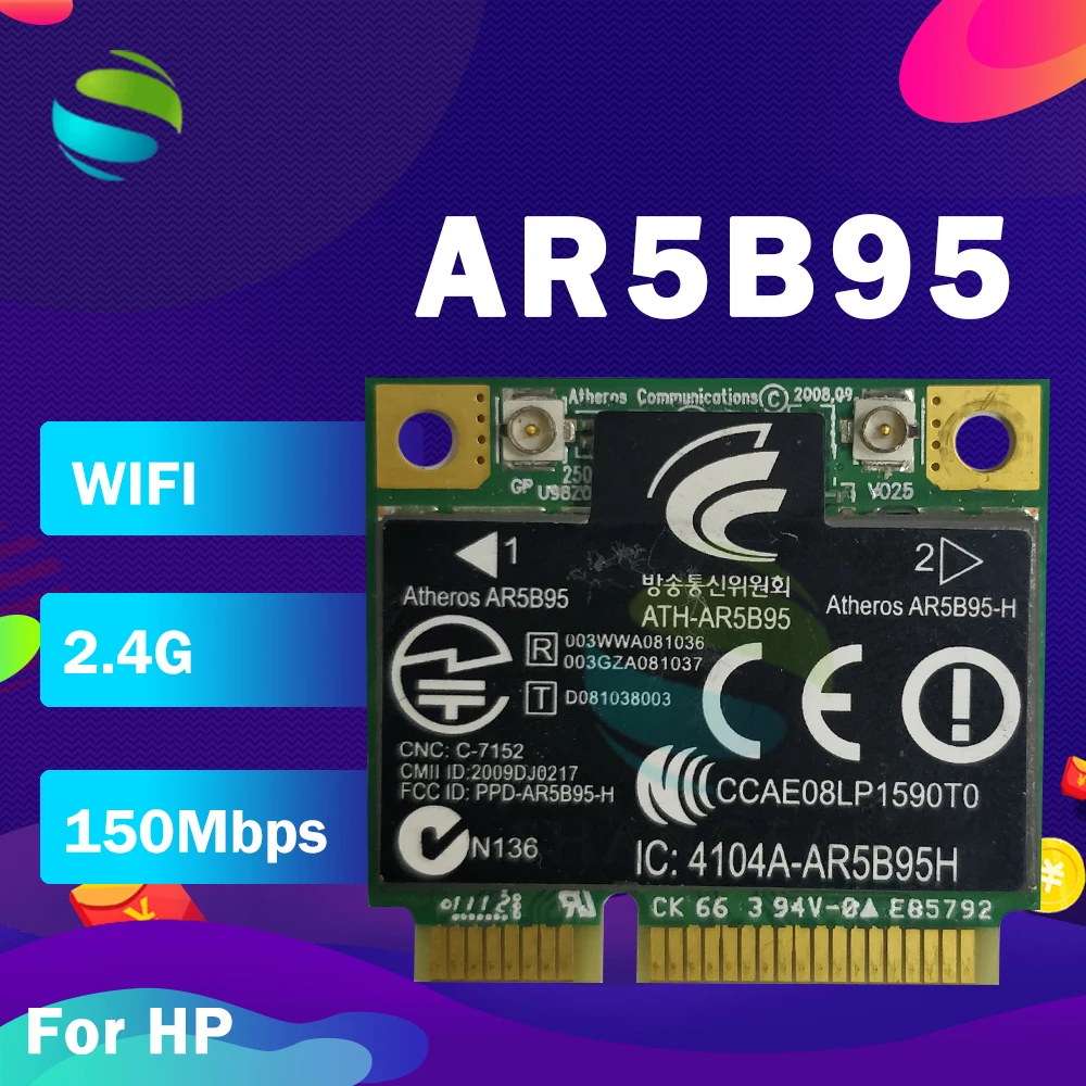 Wlan Беспроводная карта Atheros AR5B95 AR9285 Half Mini Pci-e SPS:605560-005 для HP G42 CQ42 G62 CQ62 | Компьютеры и