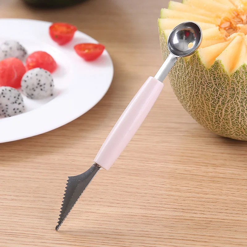 2 в 1 двойная голова DIY Мороженое своими руками совок для мячей Ассорти холодная посуда для фруктов инструмент для нарезки дыни маленький нож для фруктов Gadge