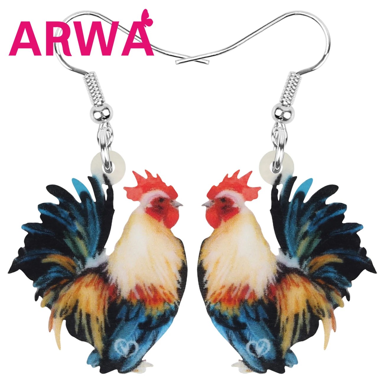 ARWA Acrylic Rooster Cock Chicken Earrings Fowl Farm Animal Drop Dangle Jewelry For Women Girls Teen Kids Charm Gift Accessory | Украшения