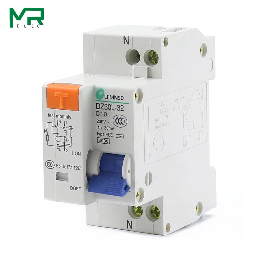 

DZ30L-32 1P+N Mini Circuit breaker 230V Leakage device Circuit breaker DIN RAIL install 10A 16A 20A 25A 32A