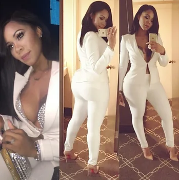 

Casual Sexy 2 Piece Set Women Pant And Top Solid Full Sleeve Female Pants Set V Neck Full Length Pants Women Set Matching Set