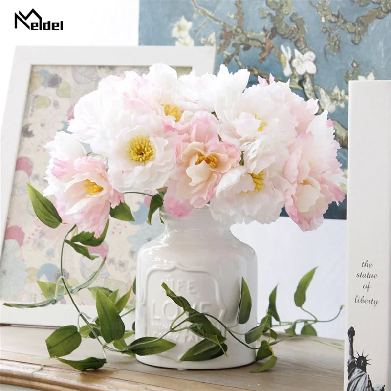 Meldel Silk Artificial Rosemary Flower Bunch Wedding Classic European Style Fake Rosemary Flore Home Vase Table Decor Flore Rose