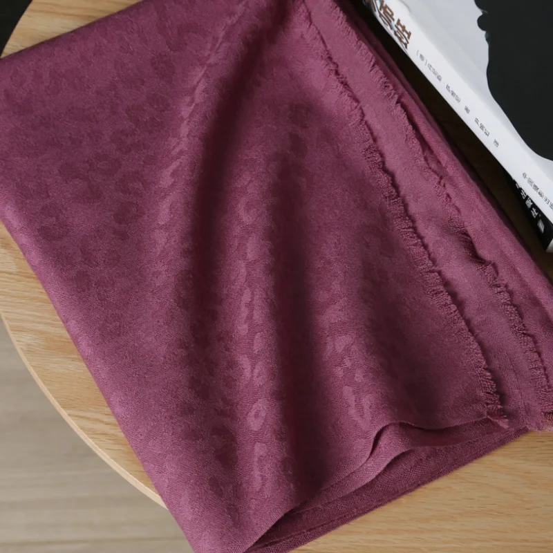 purple Белый леопардовый жаккард ткань из шерсти ягнёнка, кашемир шарф осень-зима Для женщин брендовые шарфы большой пашмины шаль сапоги-ботфорты Размеры - Цвет: purple