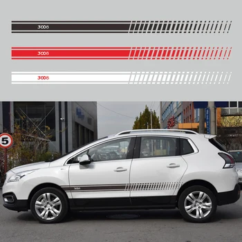 

1 Pair 2 Sides Stripes Skirt Sticker Decals Wraps Body Stickers Graphics For Peugeot 3008 Vinyl Car Styling