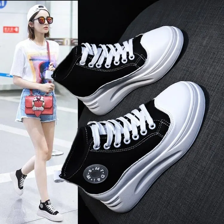 

Canvas Shoes Women's Hight-top Athletic Shoes 2019 Autumn New Style Korean-style Platform Shoes Student Thick Bottomed Versatile