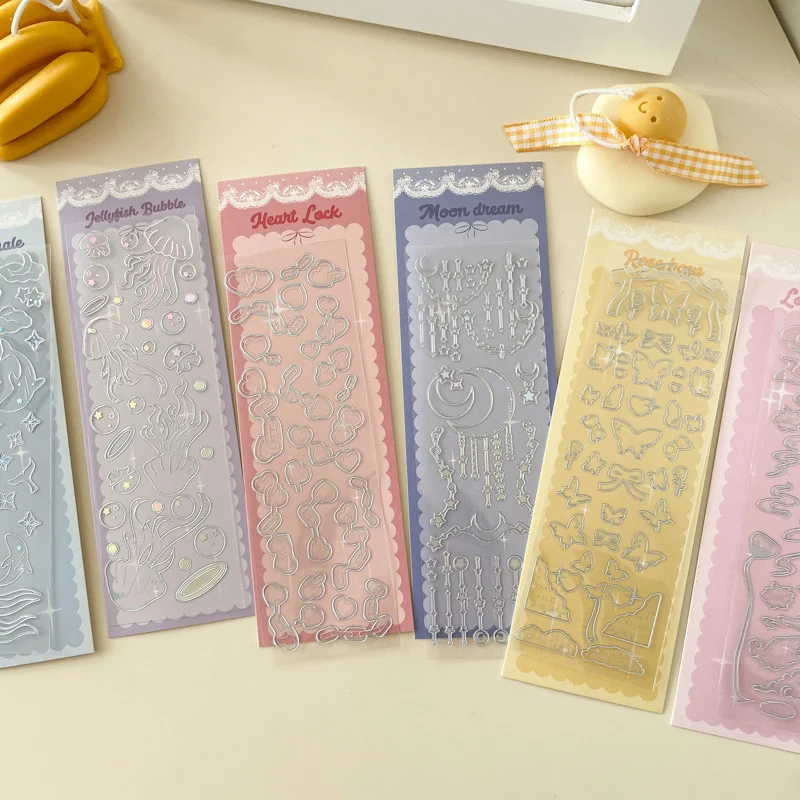 1Pc Ins Style Bronzing Butterfly Jellyfish Laser Sticker Bronzing Creative Handbook DIY Decorative Collage Material Sticker