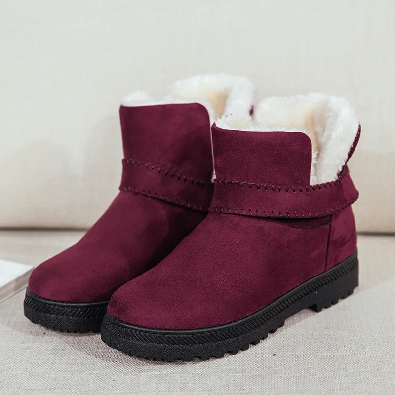 

2019 Winter Snow Boots Women Plus Size Flat Ankle Boots Female Shoes with Fur Platform Winter Snow Boot Shoes Ladies Booties