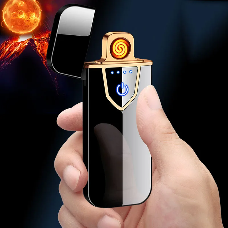 Ультратонкая зажигалка с usb зарядкой сенсорное распознавание ветрозащитная
