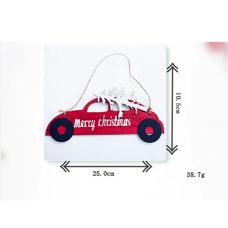 Hanging Xmas Home Party Decor Car Shape New Year Natural Wood Christmas Tree Ornaments Pendant Christmas Party Accessories