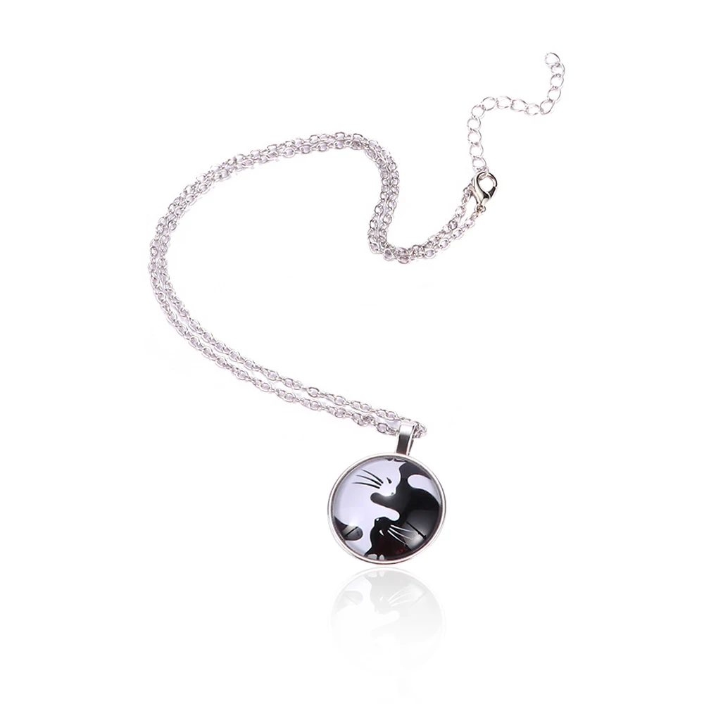 

1Pc Necklace Yin Yang Cat Pendant Choker Statement Elegant for Women Girls Birthday Gift Holiday Beach Simple Female Jewelry