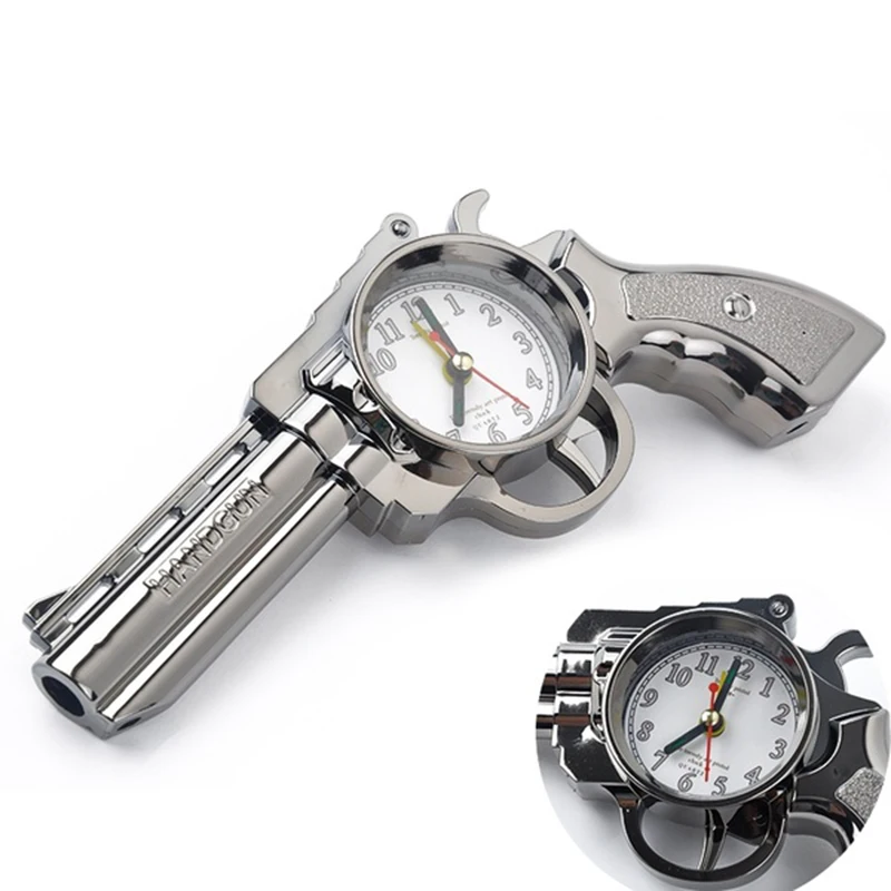 Novelty Pistol Gun Shape Alarm Clock Desk Table Home Office Decor Gifts