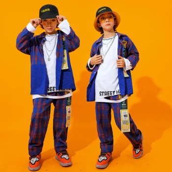 

Kids Ballroom Plaid Hip Hop dancing Clothing Jacket Top Casual Jogger Pants for Girls Boys Jazz Dance Costumes Outfits wear