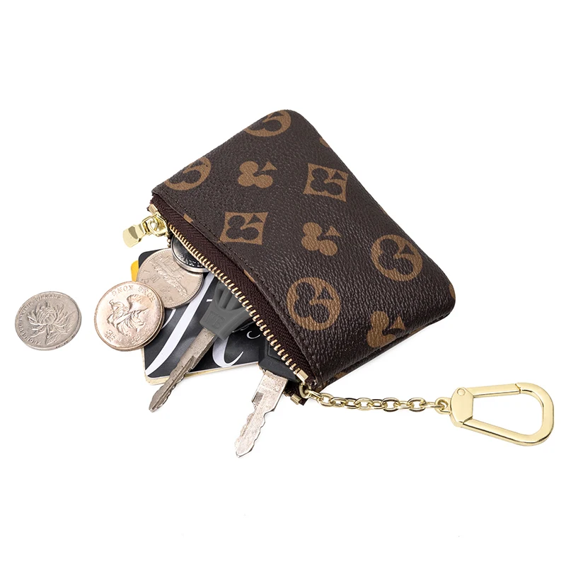 

Luxury Mini ID& Card holder Wallet Purse Famous Brand Designer Zipper Coin Purse Leather Key Bag Unisex Key Purse and Wallet
