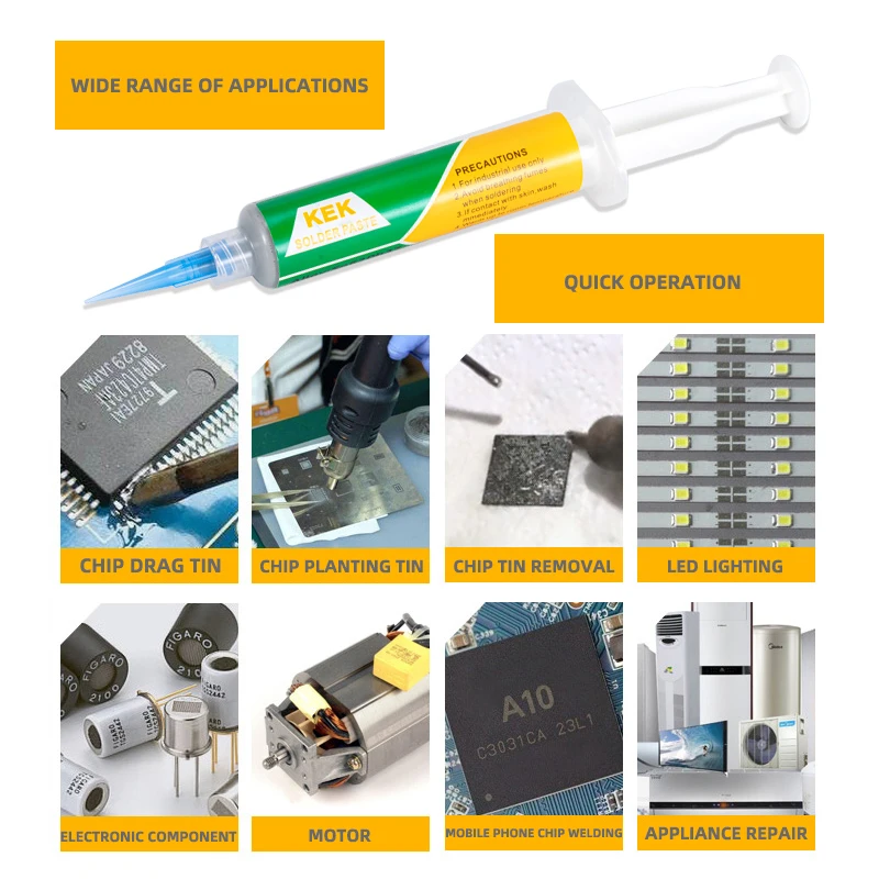 Low Temperature Solder Paste Lead-free Syringe Melting Point 138℃ SMD Repair Low Temperature Solder Paste Sn42Bi58 brass welding rod