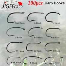 100pcs Coated Carp Fishing Hooks High Carbon Steel Fishhooks Matt Black Sharrp Carp Hooks with Barb For Hair Rigs
