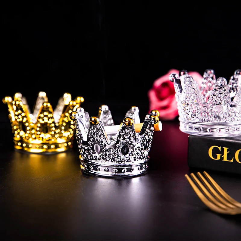 Crown Shaped Glass Tealight Candle Holder Gift Wedding European Candlestick Handmade Mini Crown Glass Decoration Ashtray