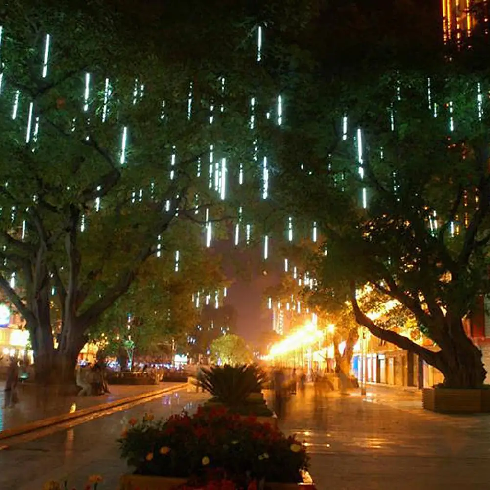 30 см 50 см напольный Метеоритный Дождь 8 трубок 192/288LED RGB струнный светильник s водонепроницаемый садовый светильник для свадьбы рождественские вечерние украшения