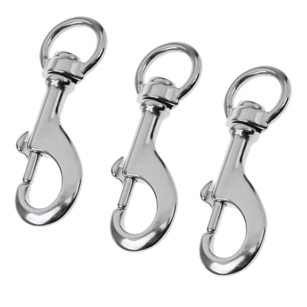 MagiDeal 3x Stainless Steel Eye Swivel Bolt Snap Hook Dog Chain Clip 88mm