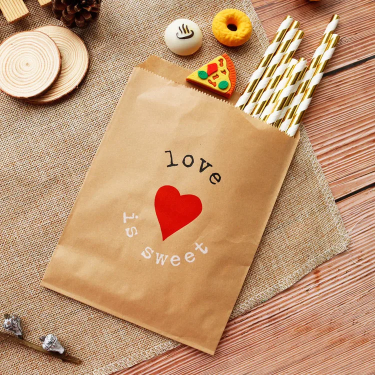 25 шт крафт-бумажные пакеты любимые сумки сладкая любовь обработанные Пакеты Подарочная Упаковка запеченные товары сумка подарочные Канцелярские конверты