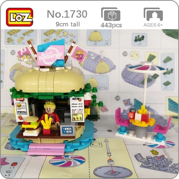 

LOZ 1730 Amusement Park Hamburger Shop Food Store 3D Model 443pcs DIY Small Mini Blocks Bricks Building Toy for Children no Box