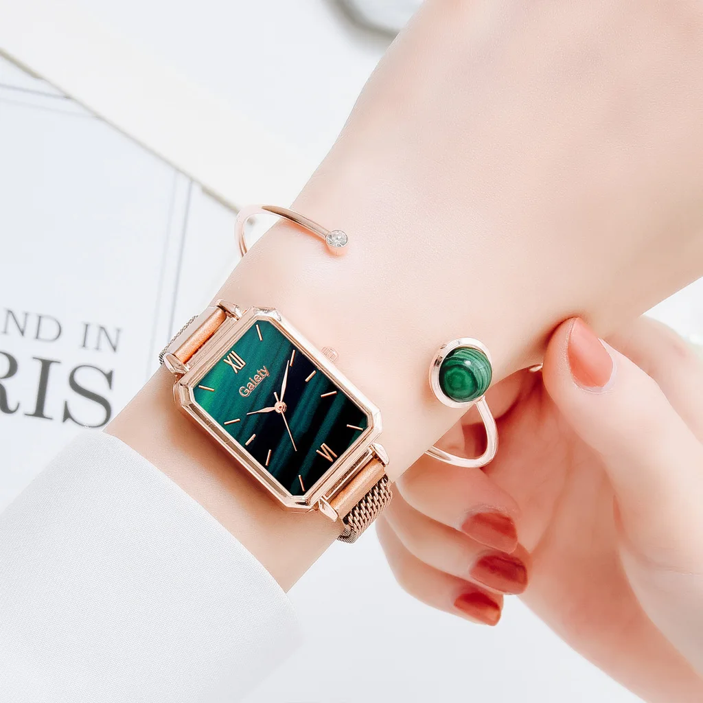 Ladies Quartz Watch 2021 Simple Fashion Luxury Rose Gold Stainless Steel Mesh Band Bracelet Set Qt83