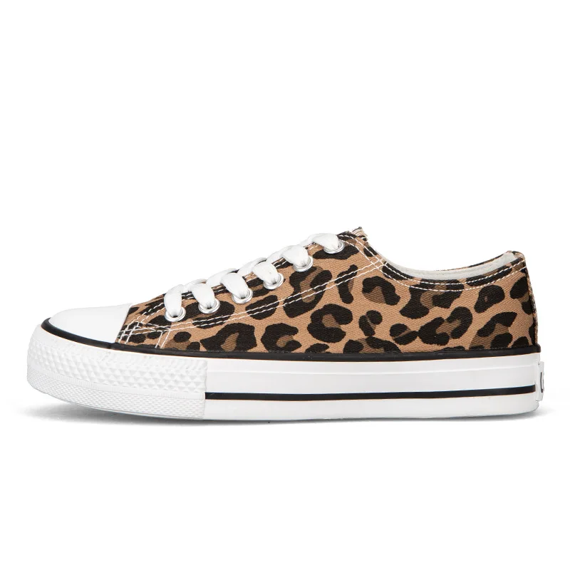 Spring Autumn Fashion Leopard Women Shoes Flats Vulcanize Woman Breathable Lace-up Non-slip Sneakers Ladies | Обувь