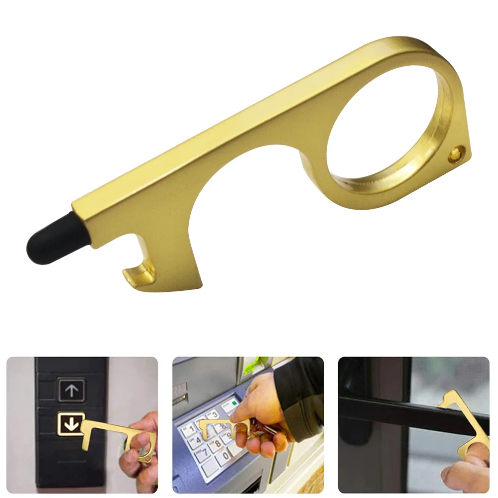 

Elevator Button Contactless Tool No-Touch Door Opener Door Handle Brass Key Grip Safety Protection Metal Portable Door Opener