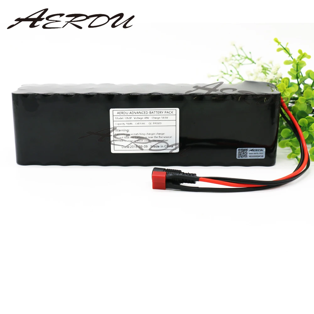 

AERDU 48V 9.6Ah 10Ah 750watt 13S3P 18650 Lithium ion Battery Pack For LG MH1 54.6v E-bike Electric bicycle Scooter with 20A BMS